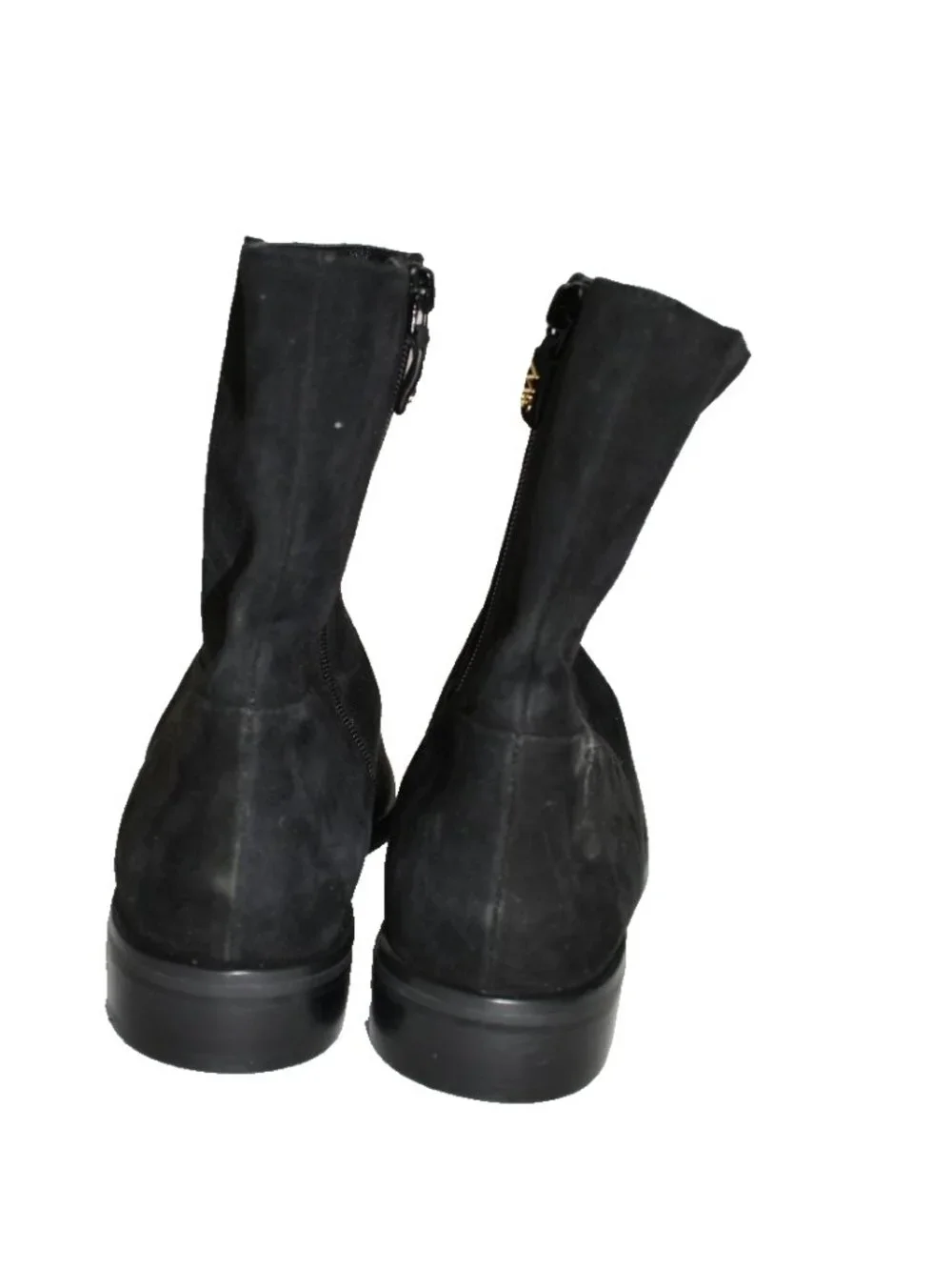 $650 stuart weitzman CITY ZIP BOOTIE BLACK SUEDE SW GOLD LOGO BLACK 11 (PC13)